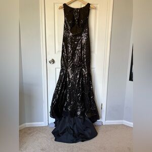 Black Sequin Strapless Prom Gown